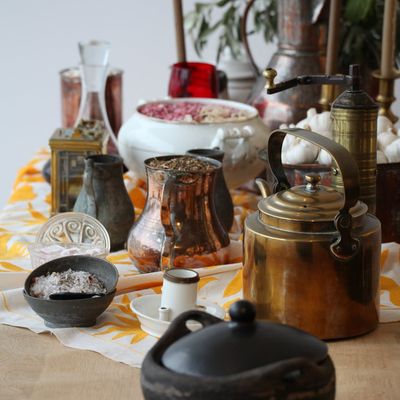 Elegant decorative accessories including vases and sculptural elements